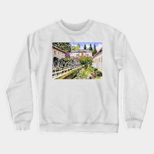 Patio De La Acequia, Generalife, Granada, Spain Crewneck Sweatshirt